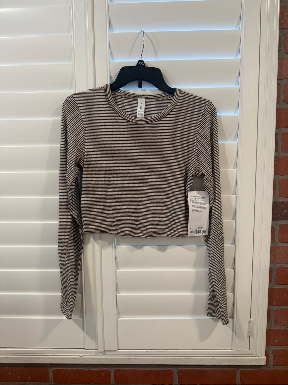 lululemon athletica Striped Long-Sleeve Crop Top - Brown and White